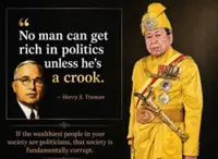 Selangor Ruler cites Truman quote in warning against corrupt politicians