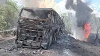 Bus and oil tanker collide, killing at least 16 people