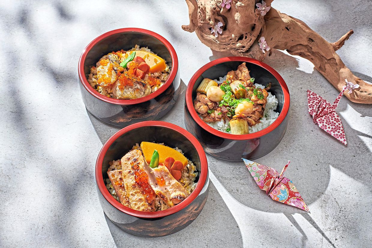 Kazuma’s Donburi Teishoku set offers three delectable selections. — Photos: Handout