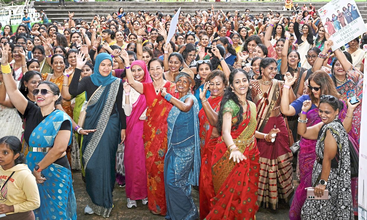 Saree soiree: Mothers Day Saree Walkathon 2026 in action at Penang Municipal Park. — KT GOH/The Star
