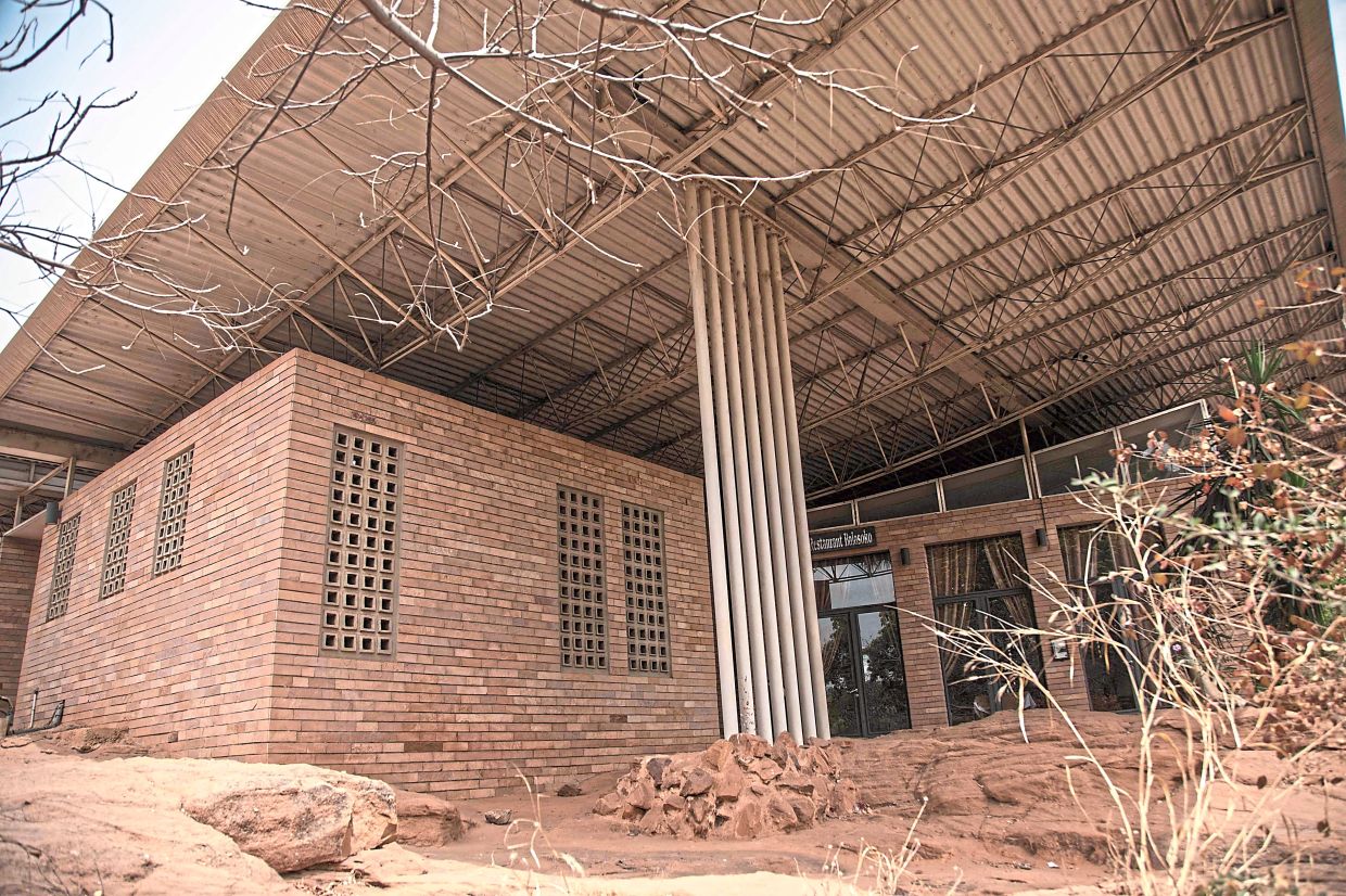 A view of the Balasoko restaurant, designed by Kere, in the Mali National Park, Bamako.