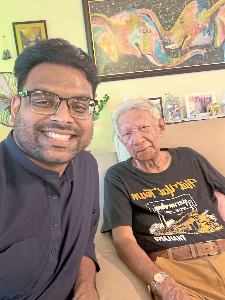 The author (left) with Mr Sivagurunathan, who taught him that words are not just spoken, but felt.