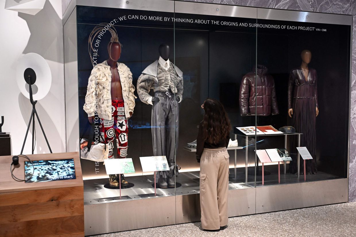 An exhibit titled 'Ensemble 2021' by Richard Malone on display as part of the exhibition in London. Photo: AFP 
