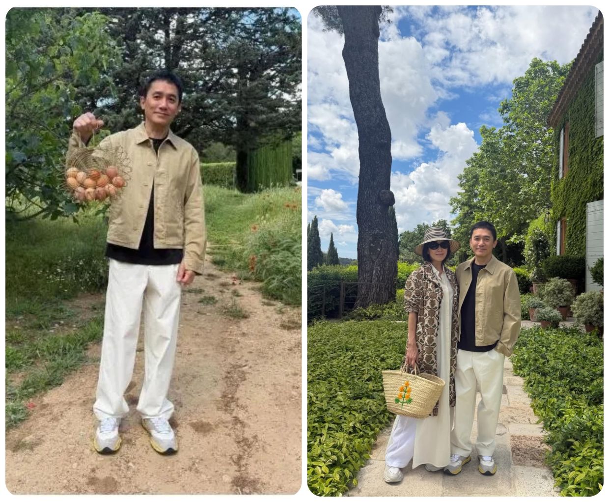 In a video that Carina Lau shared on social media, Leung is seen holding a metal basket in his one hand and retrieving eggs with the other.