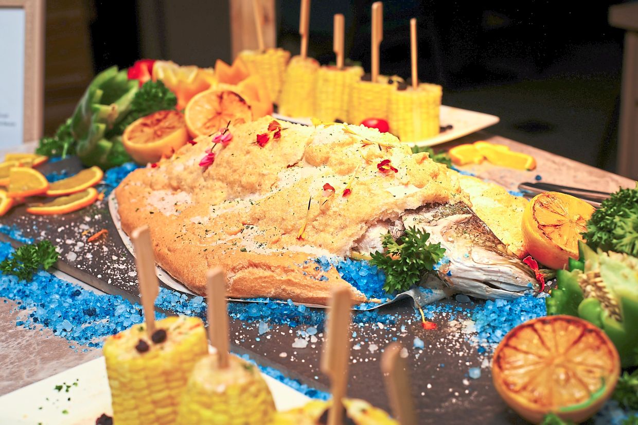 Whole Siakap Pulau Ketam Coulibiac. 