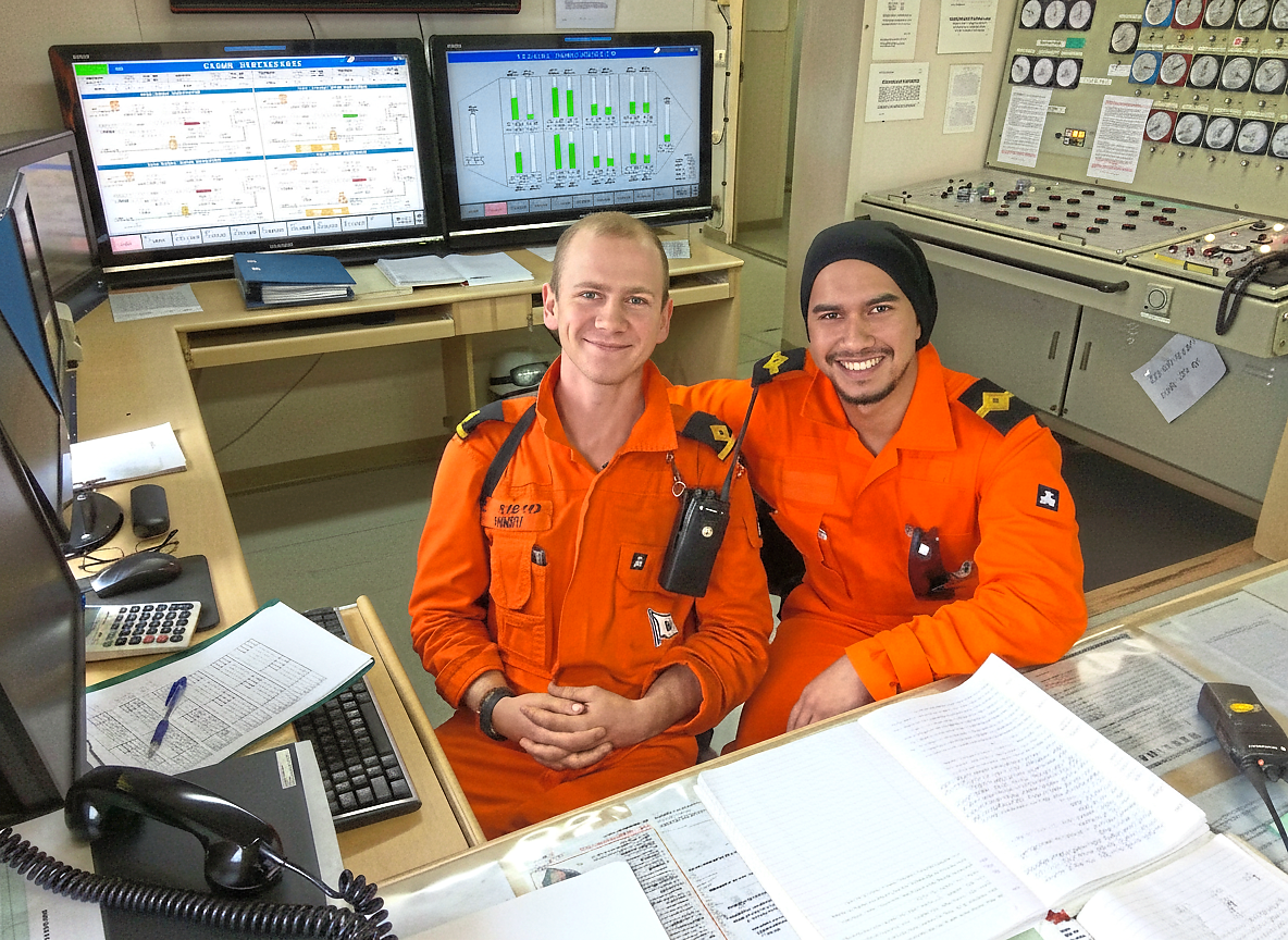 Working alongside crew from across the globe, Irfan’s (right) days at sea gradually drew him out of his shell, shaping him into a more open and adaptable leader.