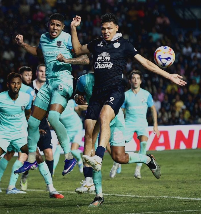 Growing pains: Bergson da Silva (left) in action against Buriram United. — Johor Darul Ta’zim.