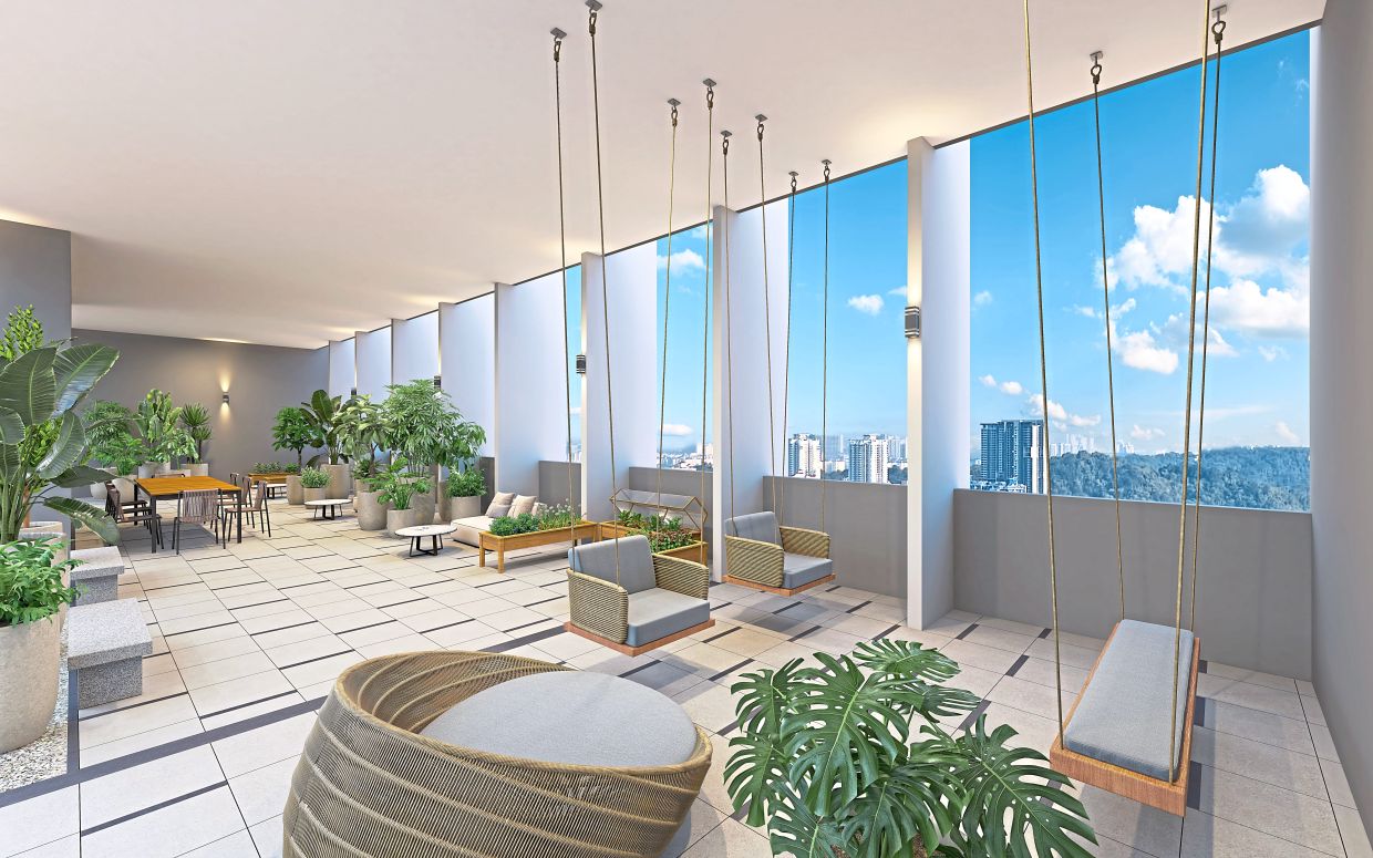 An artist's impression of the semi-indoor area at the sky garden.