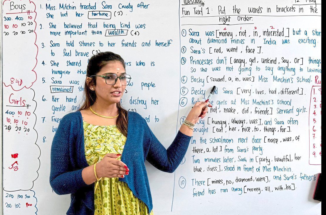 Samrakshana says her approach to teaching differs from the older generation in her family. — Handout