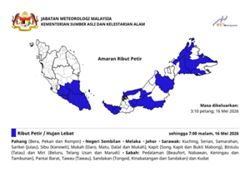MetMalaysia warns of thunderstorms in southern peninsula, Borneo States until 7pm (May 16)