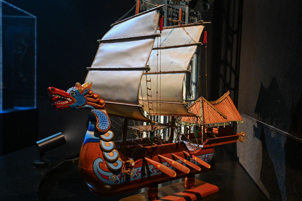 A dragon-headed sailing ship replica, inspired by the Srivijaya maritime empire's vessels used since the 13th century, is among the exhibits at Muzium Negri Sembilan. Photo: Bernama 