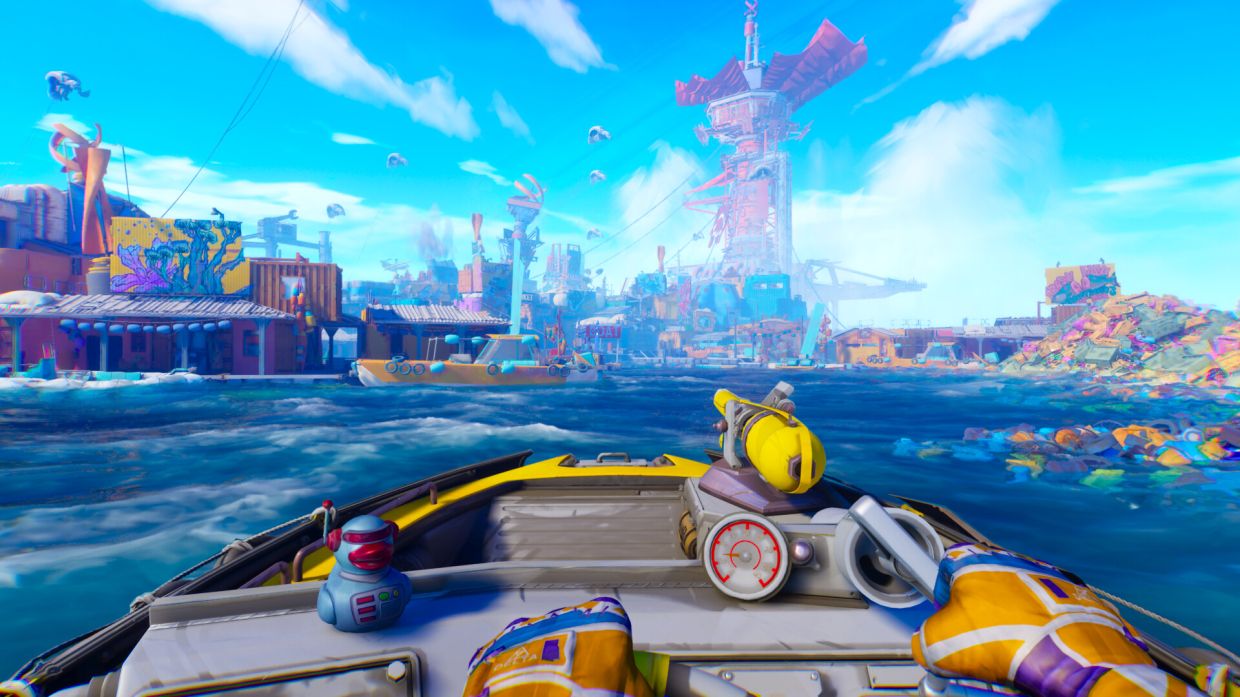 At the start, players find themselves under heavily polluted water, floating amid others like them in hooded suits. — Digixart