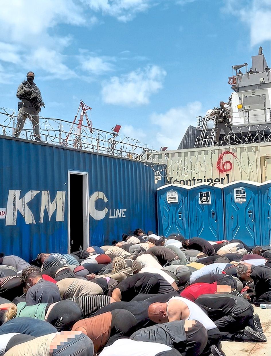 Distressing: A shot from the video of Gaza flotilla activists in captivity which sparked global outcry. — Screencap taken from social media