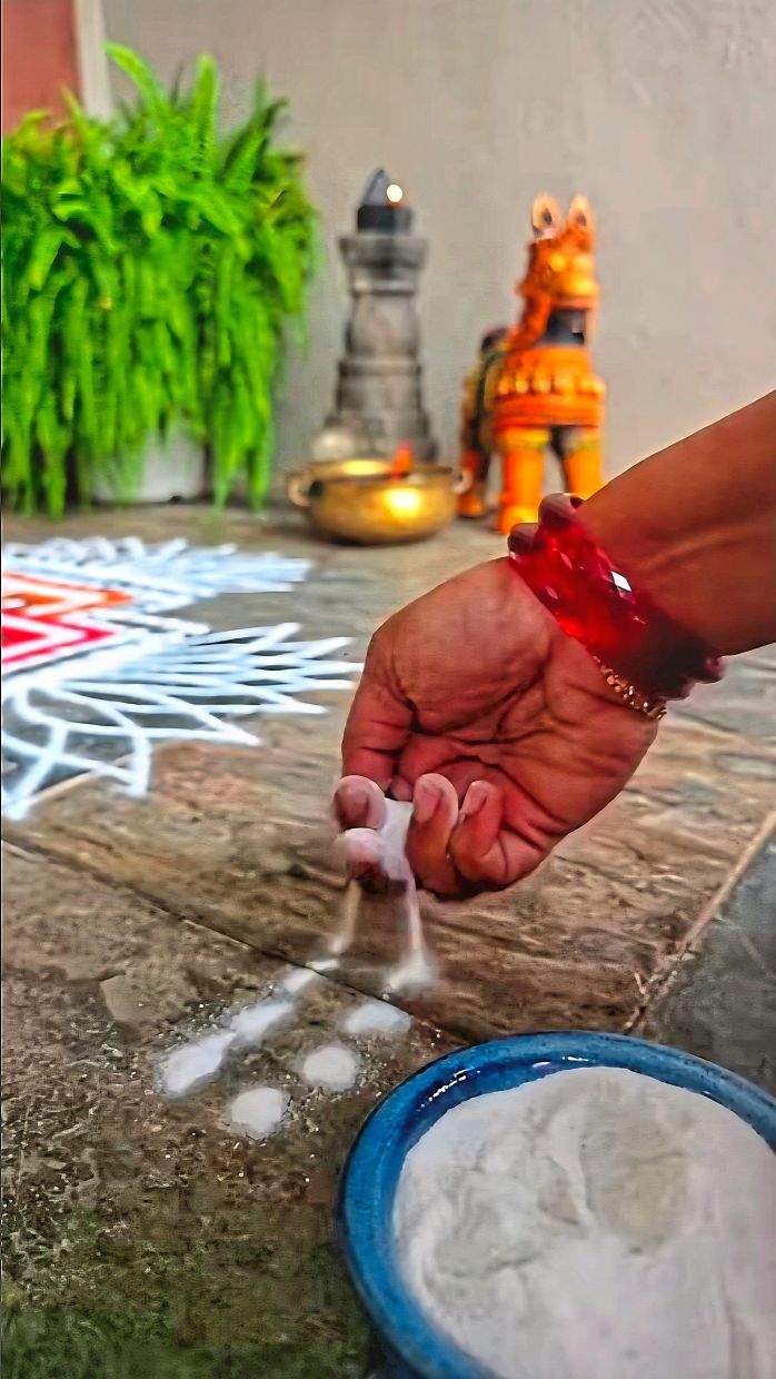 Drawing the kolam is very much a form of meditation for Dr Kasturi.