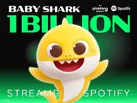 Popular children's song ' Baby Shark' surpasses one billion streams on Spotify, a first for character IP