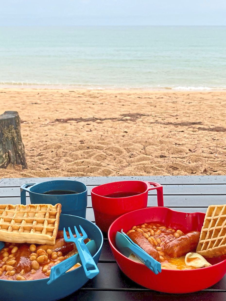 Redzuan prefers to cook his meals on site when he goes camping.