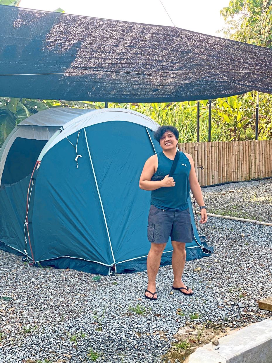 Redzuan goes camping at least once in three months.