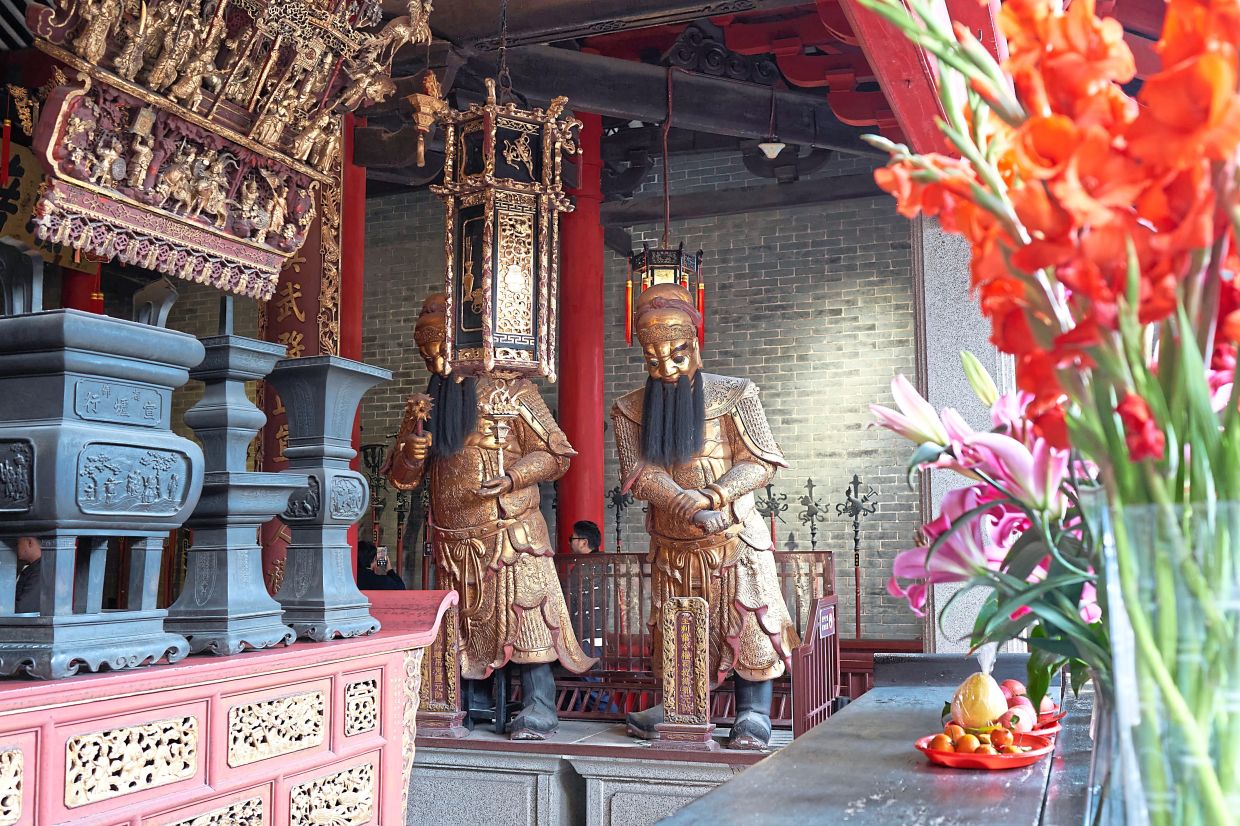 The interior of an ancient temple in Foshan city.
