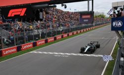 Motor racing-Antonelli takes fourth win in a row after Russell retires in Canada