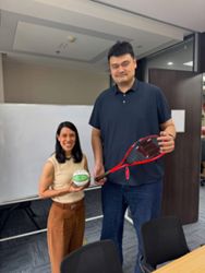 Tiny Nicol, giant Yao - standing tall together