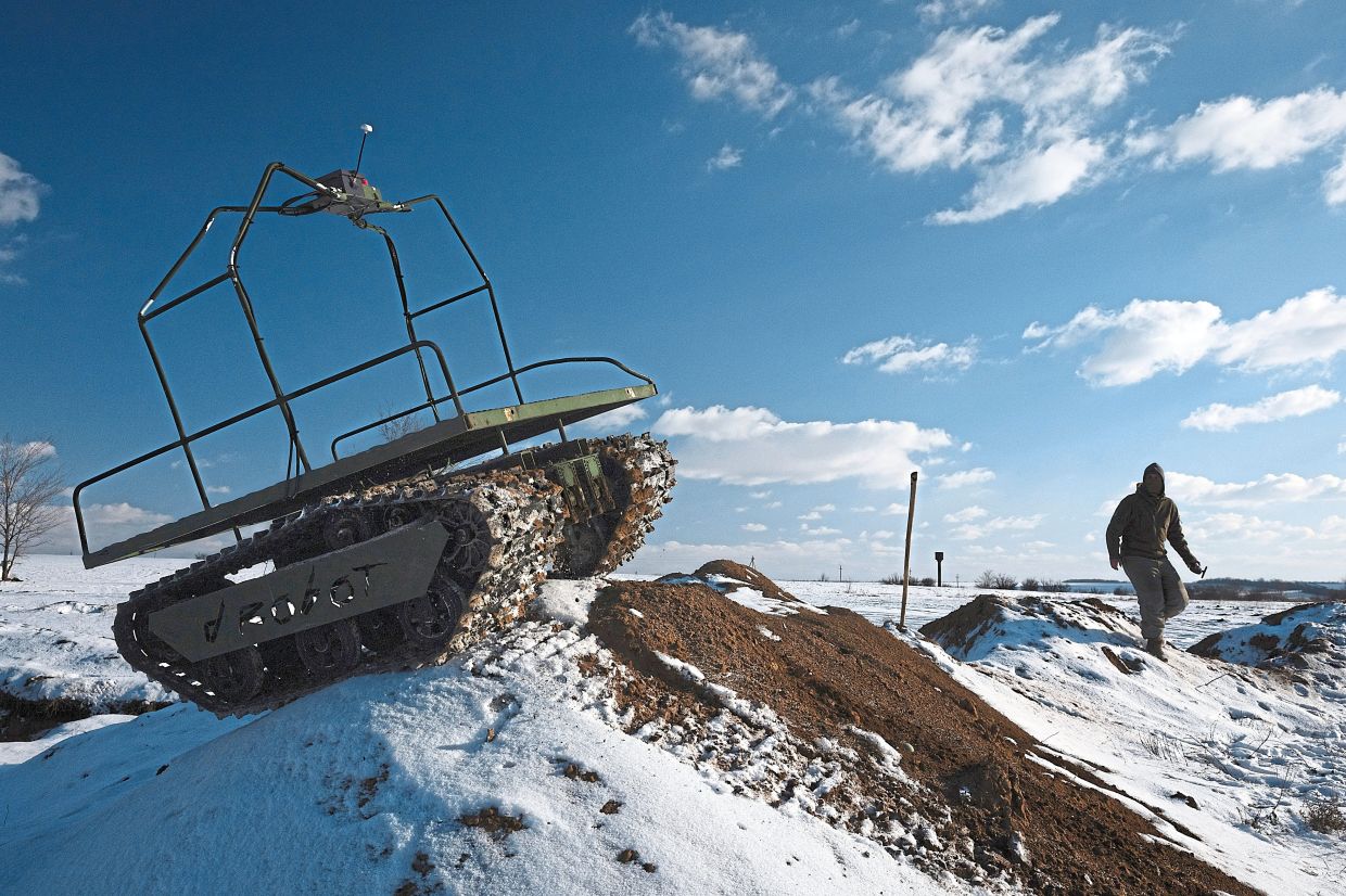 Ukraine is using unmanned ground vehicles armed with bombs, guns or rockets to carry out attacks and keep its soldiers out of harm’s way. — Tyler Hicks/The New York Times