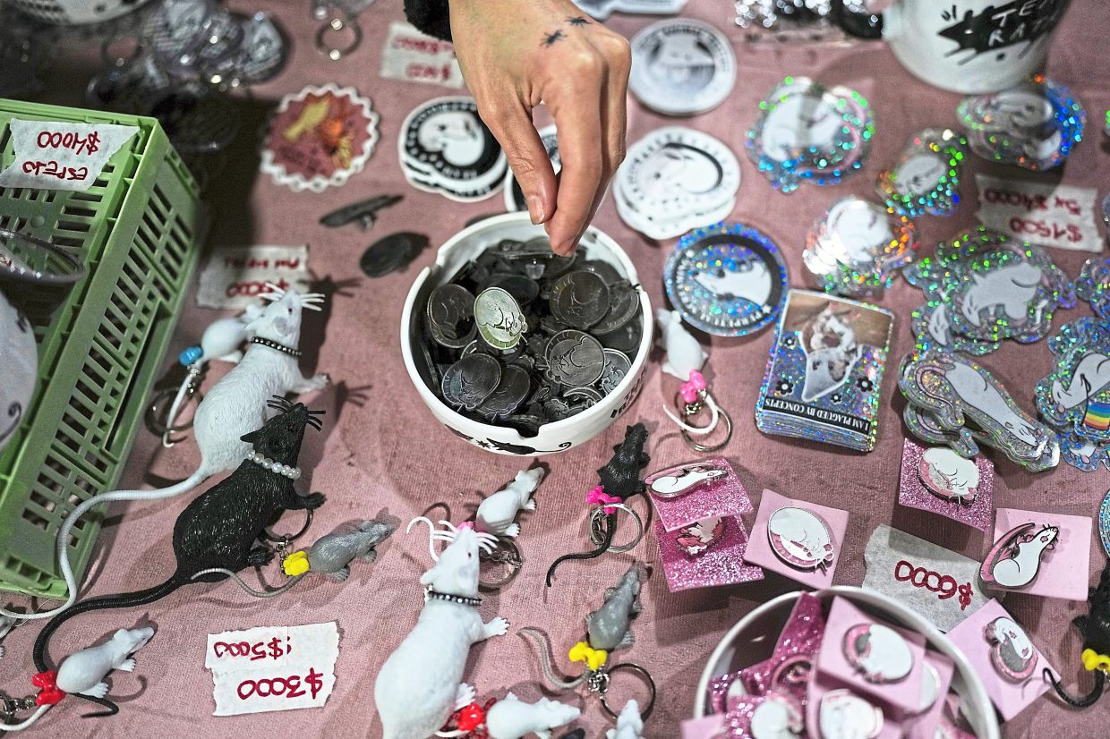 Rat merchandise for sale during the event.