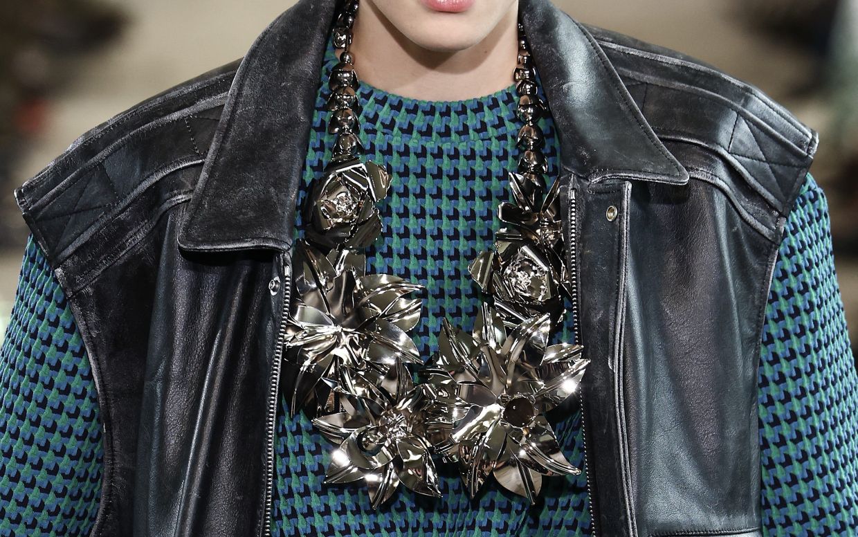 Necklaces like this one from Rabanne may weigh you down physically, but never aesthetically. PHoto: AFP