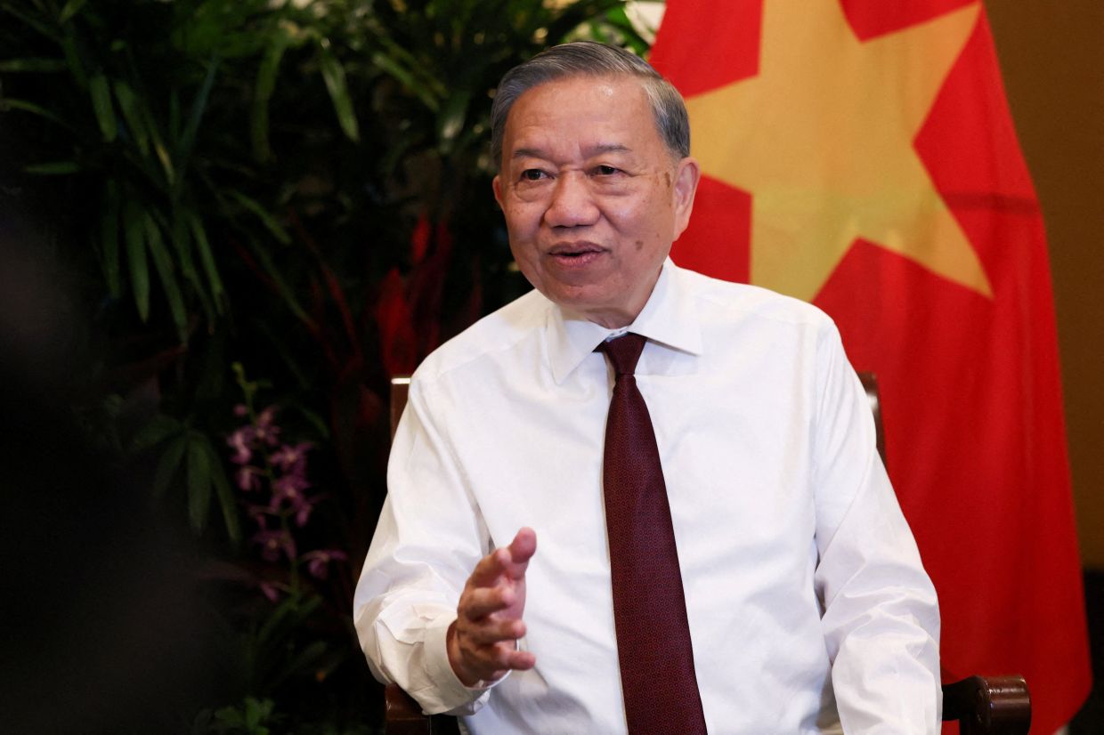 Vietnamese President To Lam speaks to Reuters on the sidelines of the IISS Shangri-La Dialogue security summit in Singapore. -- Photo: REUTERS/Edgar Su