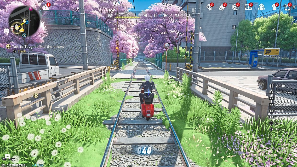 NTE’s world is so nice to explore that I can simply enjoy a scooter ride down these abandoned train tracks. Wait, hang on, are these tracks abandoned?