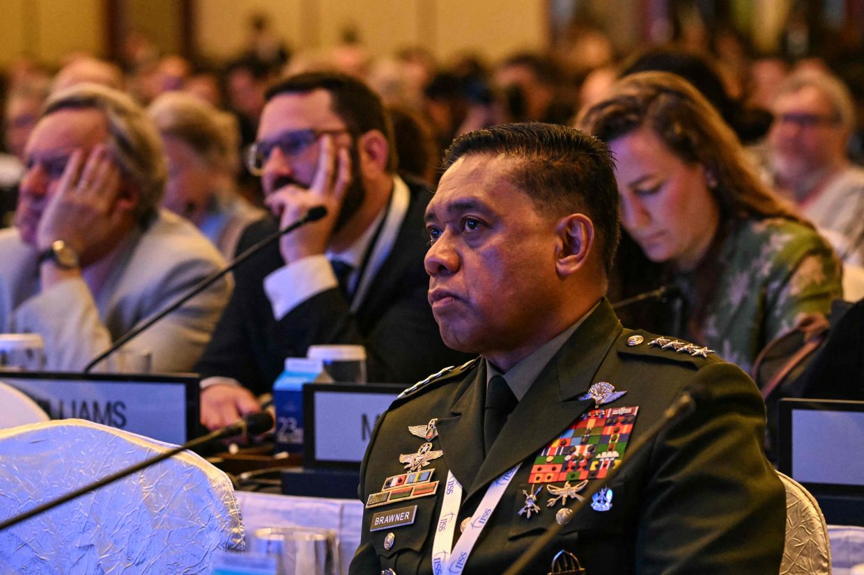 Philippines' military chief General Romeo Brawner attends the sixth plenary session of the 23rd Shangri-La Dialogue summit in Singapore on Sunday, May 31, 2026. -- Photo by JAM STA ROSA / AFP