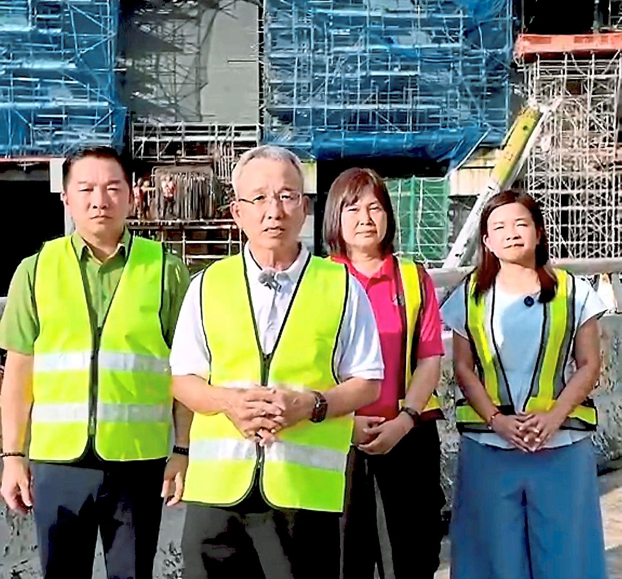 (From left) Bong, Ng, Chan and Teow during the visit to RTS Bukit Chagar station. — Handout