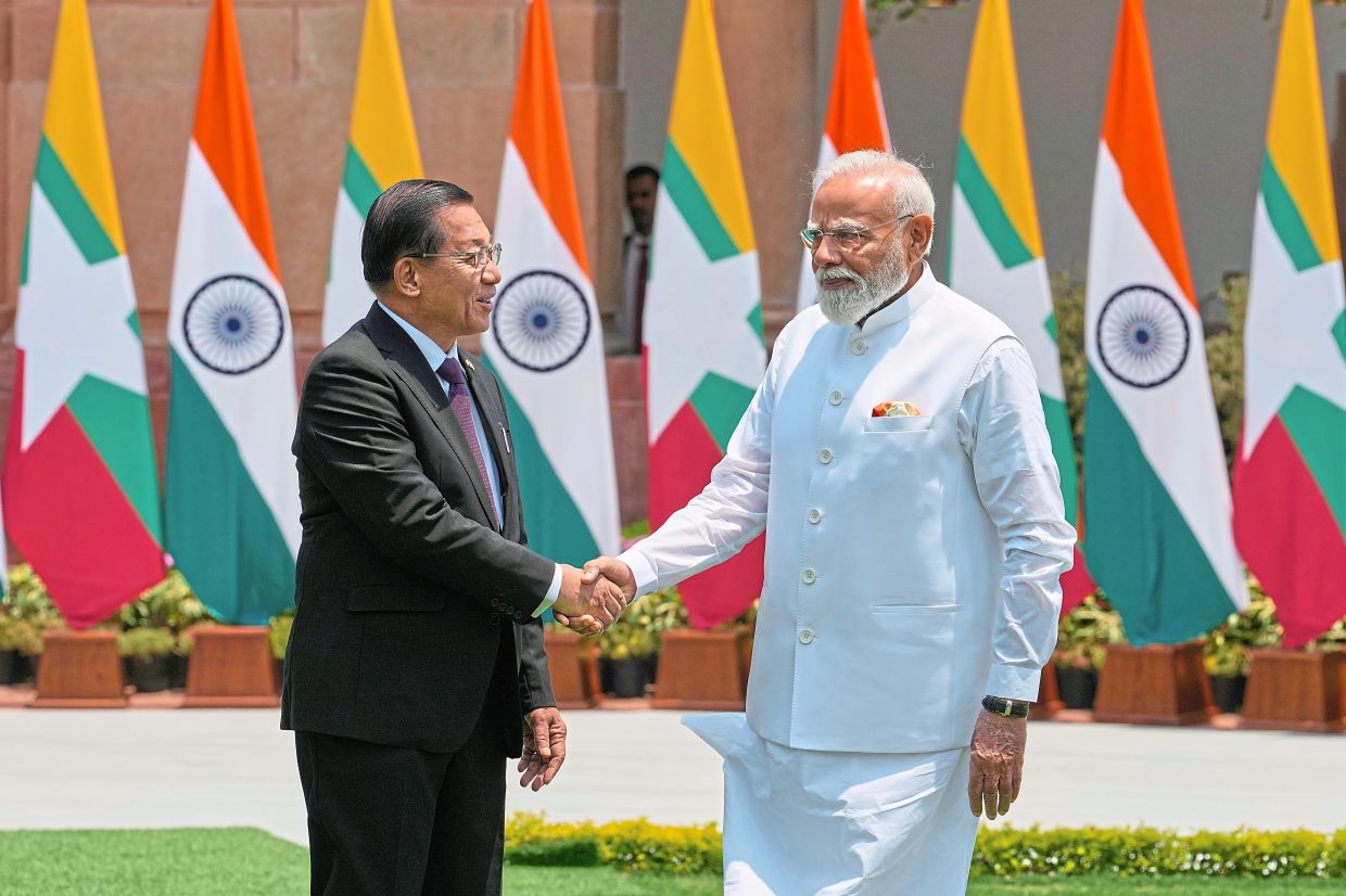 Hlaing was sworn in as Myan­mar’s president in April, conti­nuing his rule from a civilian post five years after snatching power in a military coup.