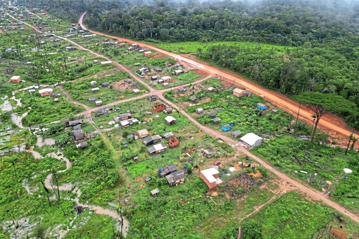 Trees lining a cleared area known as nova Conquista or New Conquest, where families are building houses near the centre of Oiapoque, Amapa state, in Brazil. — AP