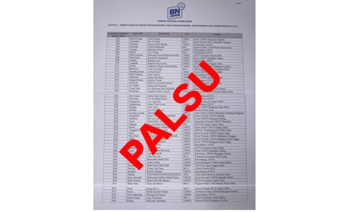 He stressed that any official announcement regarding the party candidates for the upcoming Johor state election would only be made through the coalition’s official channels.