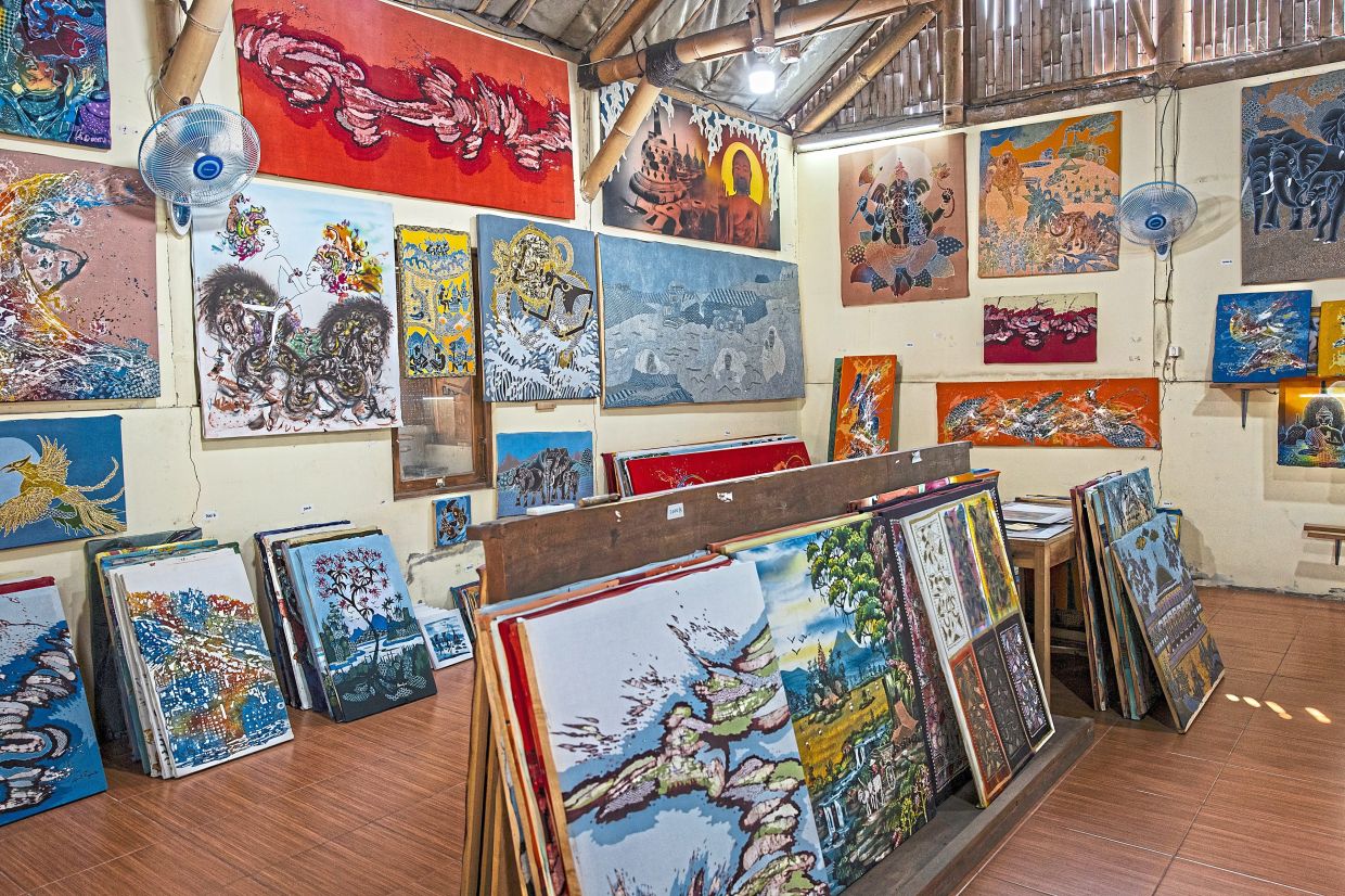 Paintings on display at the Bersemi Tembi Eco-Creative Festival in Yogyakarta. Photos: The New York Times/Ulet Ifansasti 
