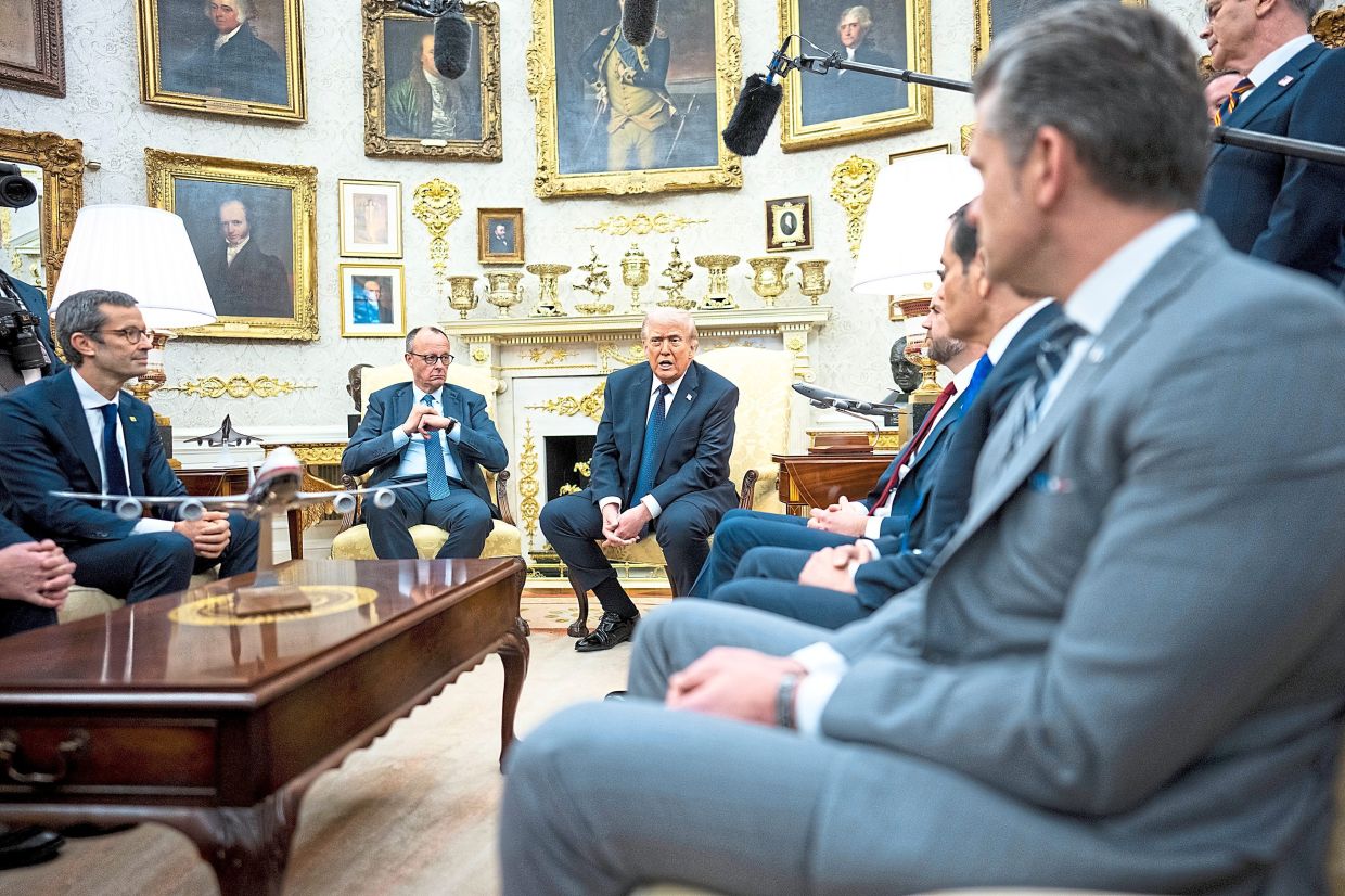Trump meeting with Merz in the Oval Office of the White House in Washington on March 3. Stuck with the fallout from America’s war in Iran, European leaders have criticised the president publicly.— Doug Mills/The New York Times