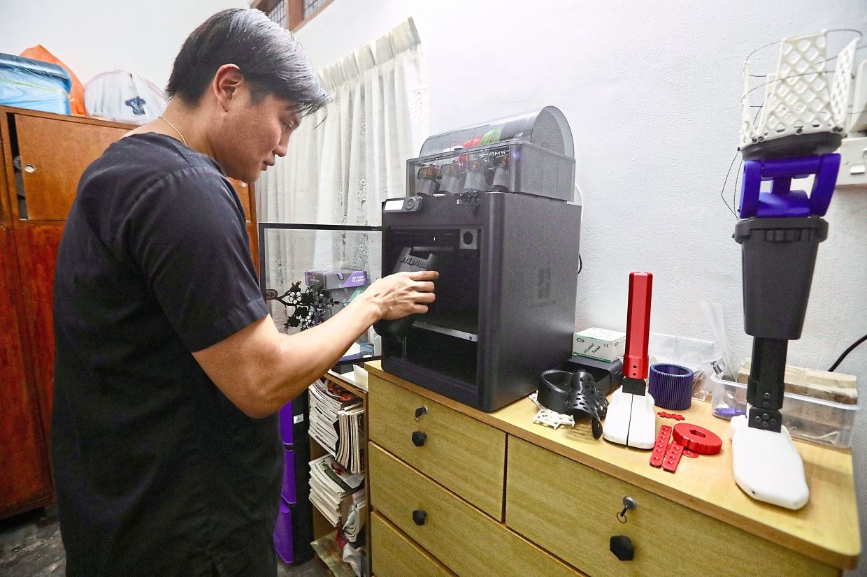 Dr Goh converted a room in his house into a 3D-printing laboratory where he creates moulds for bone replacements, prosthetics, and even casts for fractures. — LOW LAY PHON/The Star