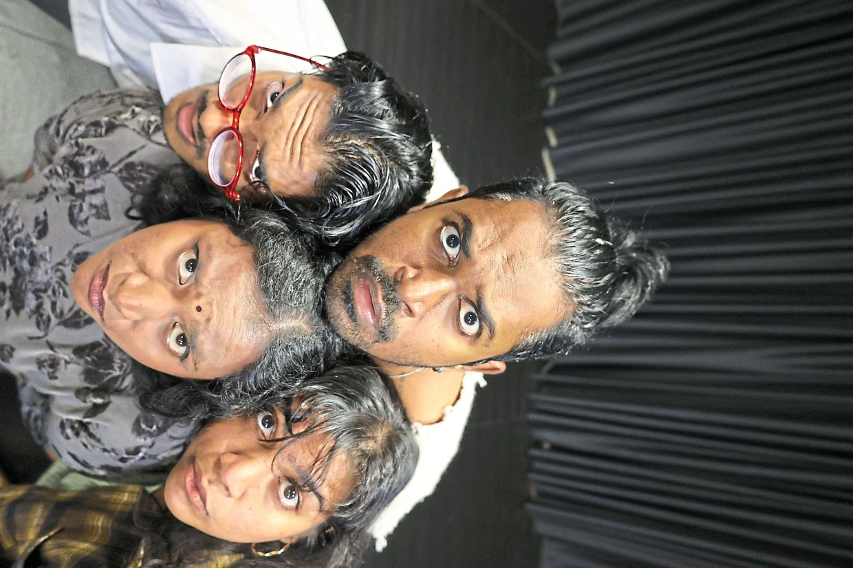 The cast of Santhiagu Thiagu’s physical theatre piece 'Ostrich Muttai'. Photo: Handout