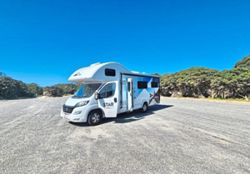 Driving through Australia's Great Ocean Road in a big, big campervan
