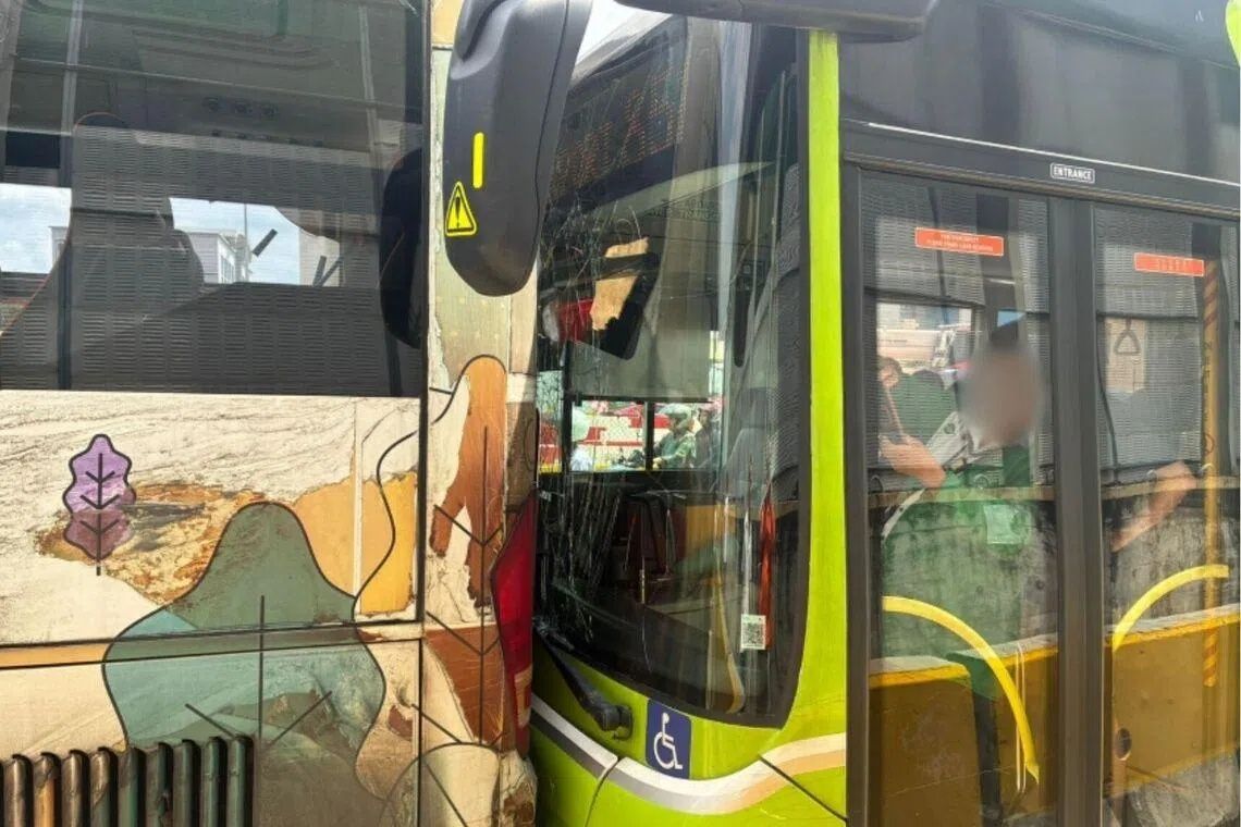 A passenger on a bus was taken to hospital after an accident between two buses in Sembawang on May 27.