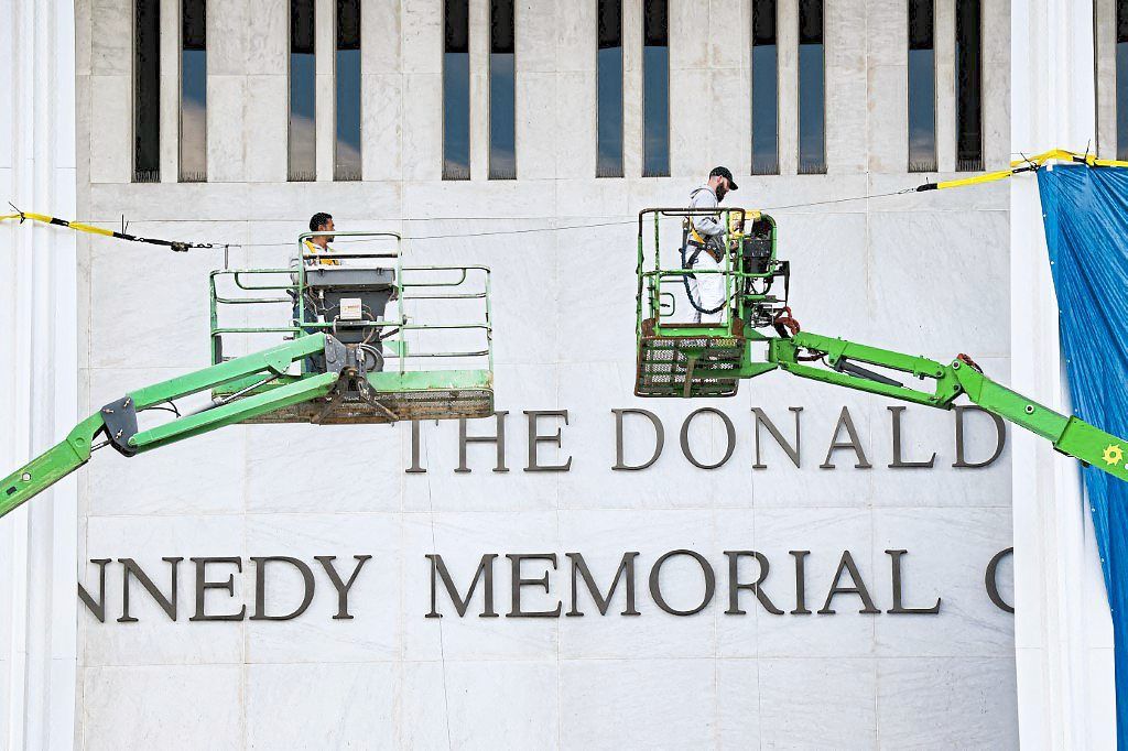 Why does the president need to remove his name from the the Donald J. Trump and the John F. Kennedy Memorial Center for the Performing Arts, the writer muses. — Getty Images via AFP