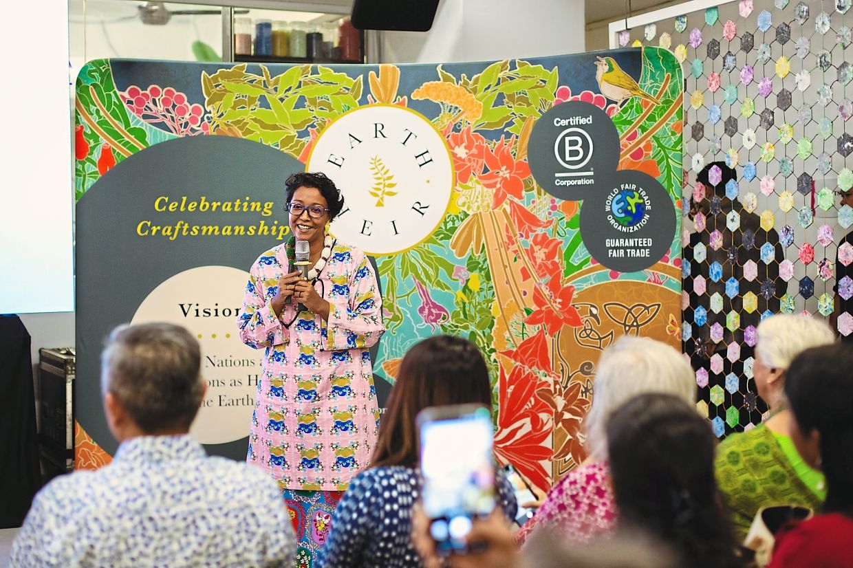 Sasibai addressing guests during the launch.