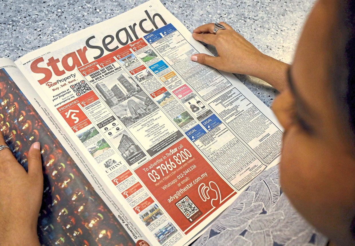 The classifieds section in The Star also features job openings.