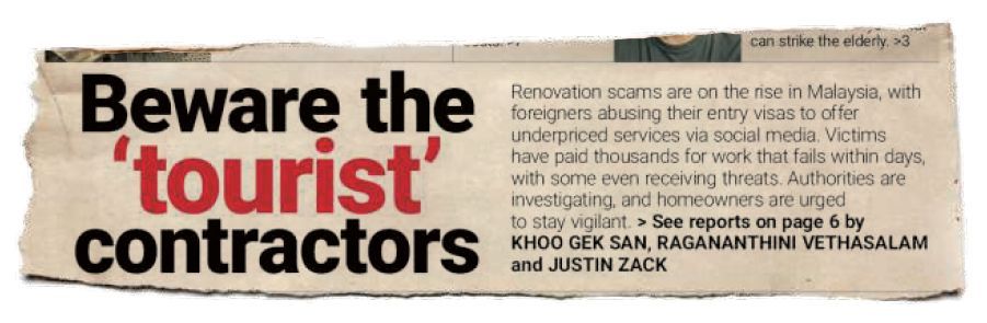 Hidden danger: Flashback to The Star’s July 13, 2025 cover story about foreigners abusing tourist visas for business purposes.