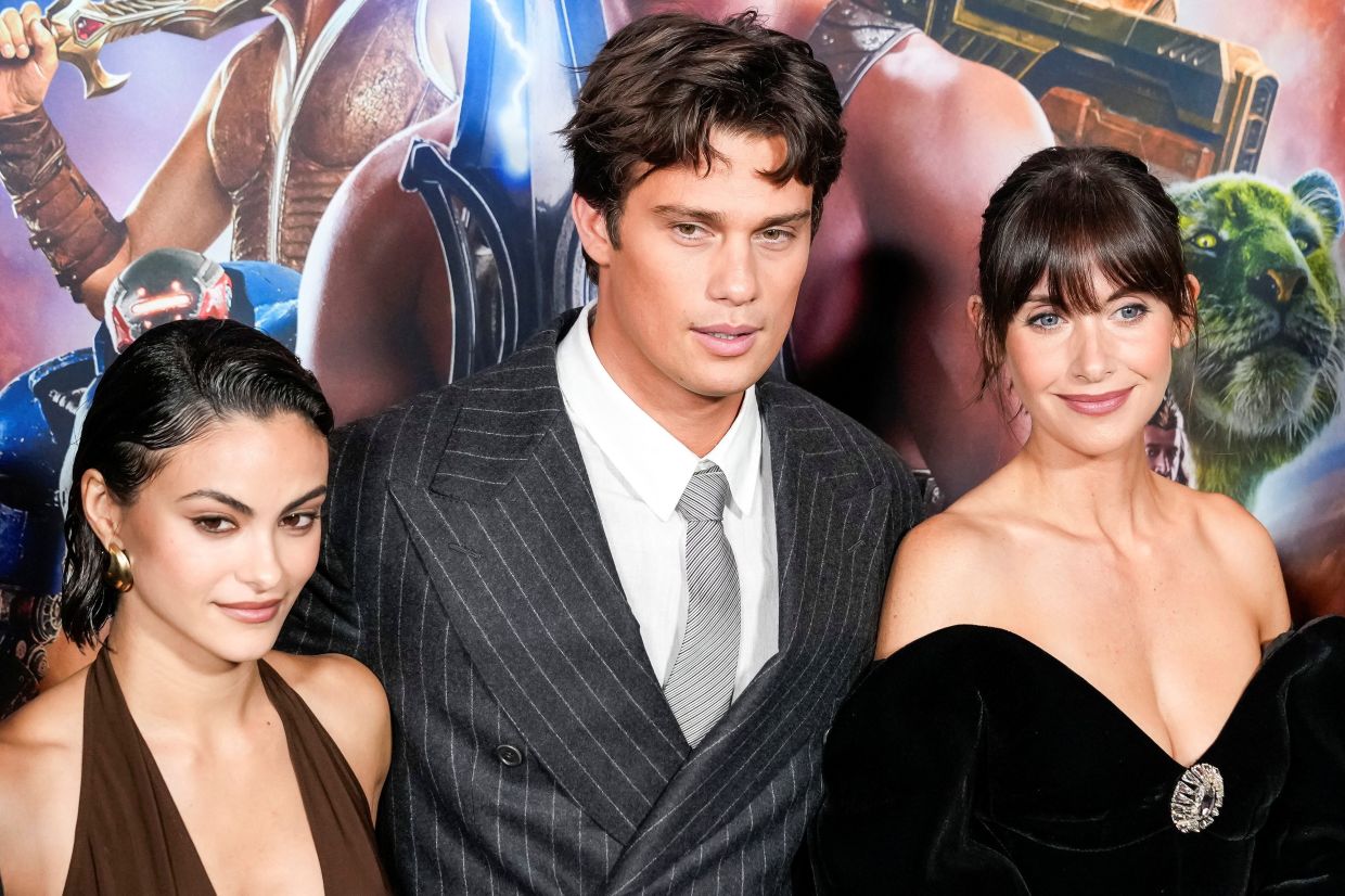 (From left) Camila Mendes, Nicholas Galitzine and Alison Brie at the movie's premiere in New York on June 1. Photo: Reuters