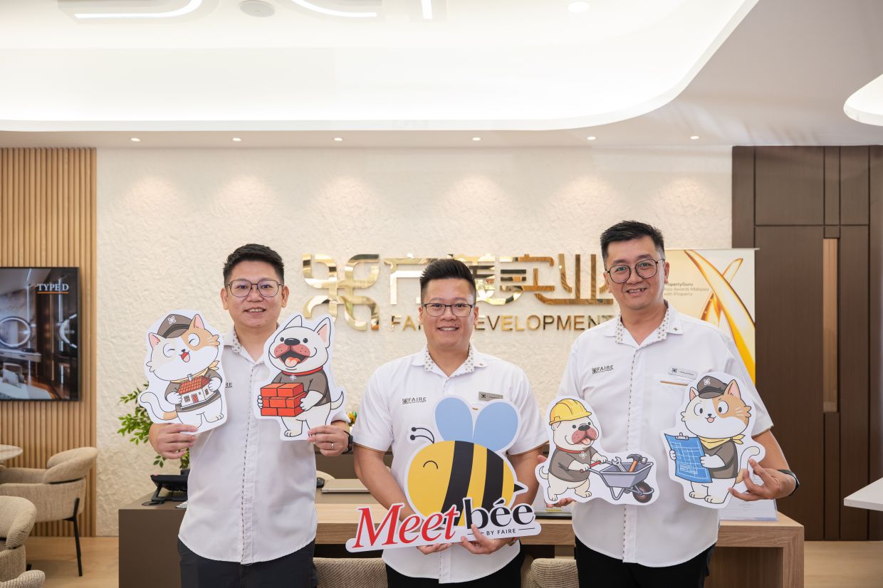 (From left) Faire Development chief strategic officer Louis Tee and managing director Kenneth Lim with chief executive officer Richard Woon.