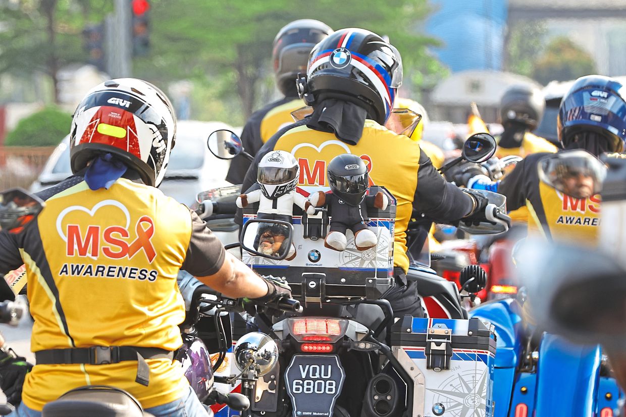 Bikers riding from Klang to Shah Alam rev up awareness about multiple sclerosis.