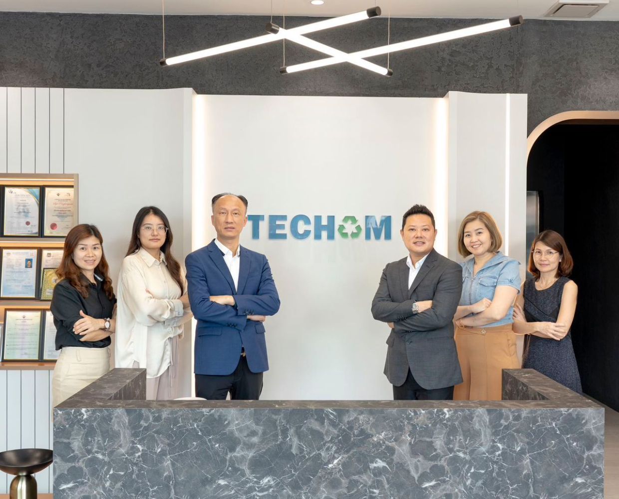 One for the album: Techom team posing for the camera during the introduction of the company’s lithium battery business.