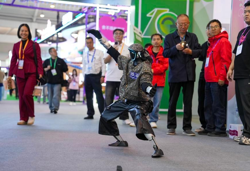 A humanoid robot performing at the 10th China-South Asia Exposition in Kunming, southwest China's Yunnan Province, June 11, 2026. - Xinhua