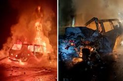 Charred body found inside burning MPV after collision with trailer in Pantai Remis
